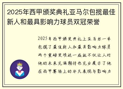 2025年西甲颁奖典礼亚马尔包揽最佳新人和最具影响力球员双冠荣誉